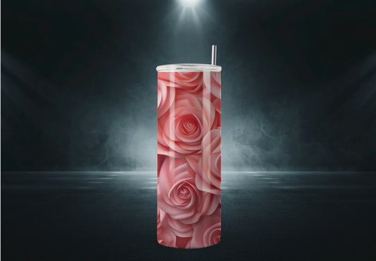 Handmade Personalized 3D Flower Theme 20oz Tumbler - Unique Floral Elegance